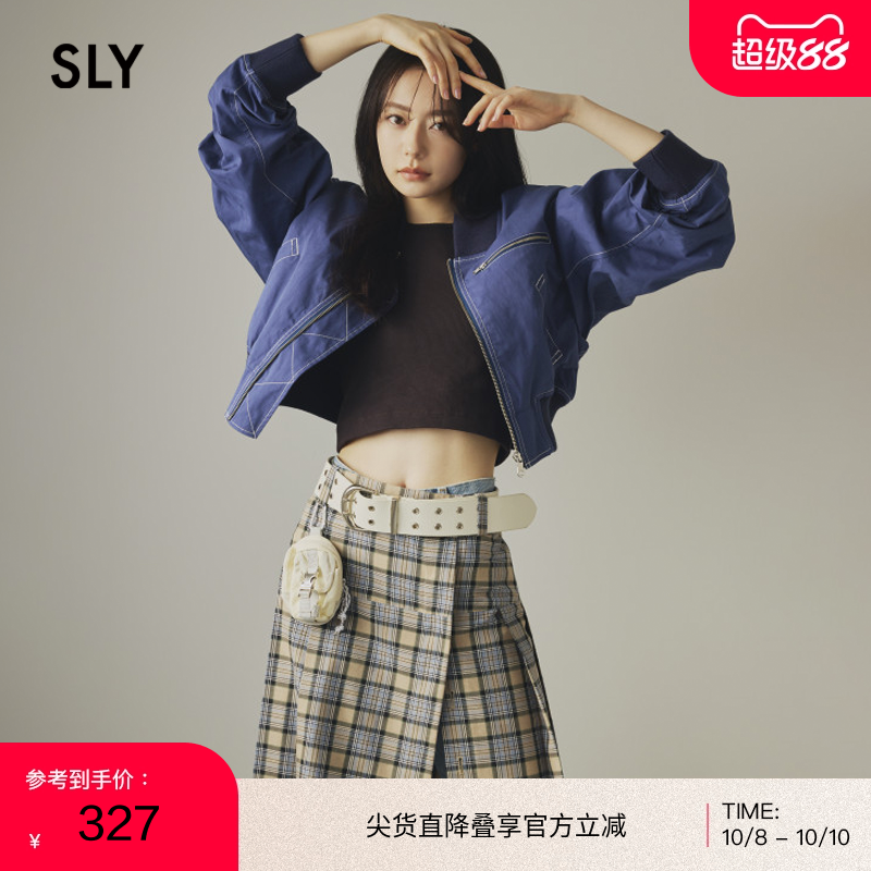 SLY机车风缝线拉链短款夹克外套
