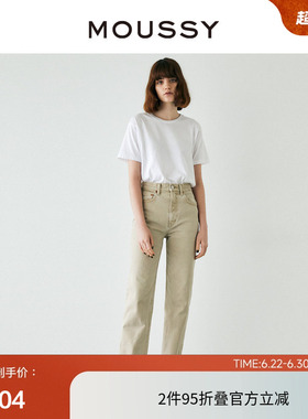 MOUSSY 春季高腰复古水洗男友裤直筒牛仔裤C10GSA12-1550