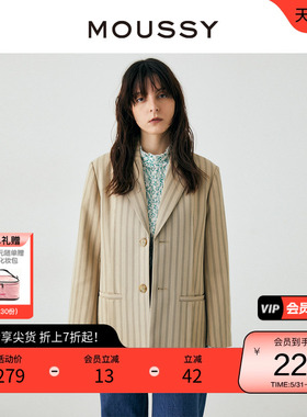 MOUSSY 春季休闲通勤风条纹廓形西装外套女C10GAW30-2090