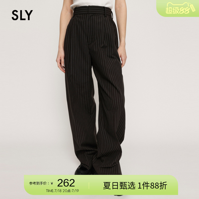 sly通勤简约条纹垂感西装休闲裤