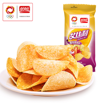 盼盼艾比利薯片番茄味香辣味膨化食品袋装休闲零食解馋小吃
