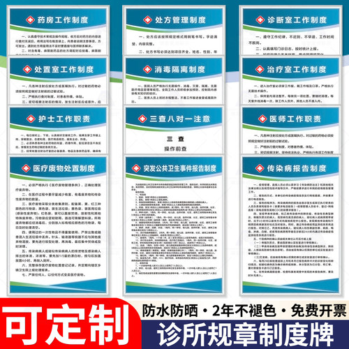 医院诊所卫生室制度牌