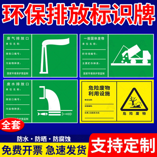 环保废气排放口标示牌危险废物贮存场所标识牌废弃雨水噪声废水污水一般固体排污口污染分区标志贮存设施警示