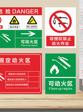 固定动火区非授权动火作业安全风险点告知牌可动火区域标识牌危险警示牌提示牌有限空间安全作业铝板标牌