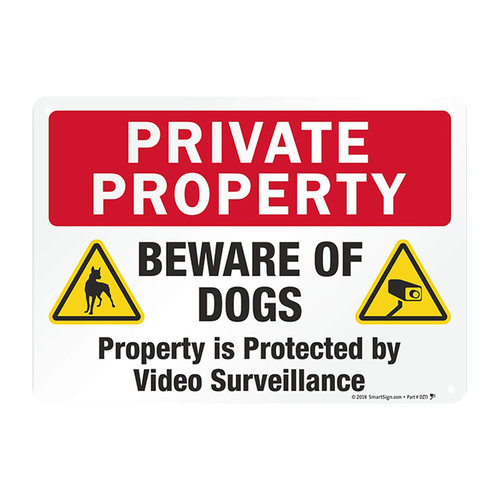 英文内有恶犬警示牌标识牌BEWARE OF DOGS院内有狗请勿靠近内有监控提示告知牌家有猛犬小心有狗指示标志牌