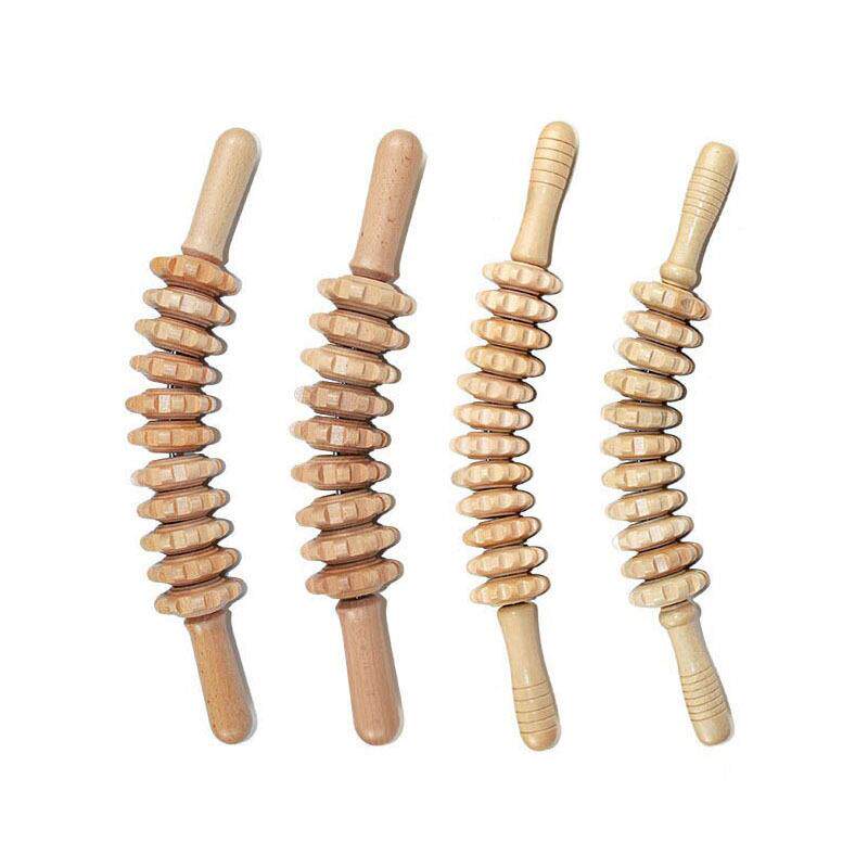 木质按摩器九轮十二轮按摩棒腹部背部大腿部颈椎按摩器经络滚礼物