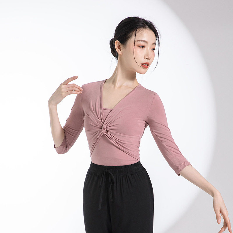 舞蹈服两件套扭花现代舞上衣芭蕾舞练功服显古典舞形体服演出服