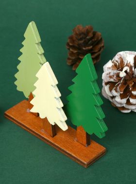 木质圣诞节礼品三颗松 工艺品摆件场景搭配 拍摄道具圣诞节装饰定