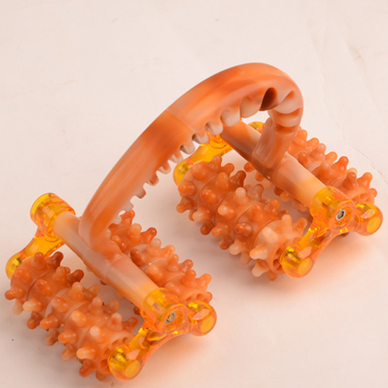 010 手动四轮按摩器棒全身腰背部穴位滚轮月球车脚部腿部经络推轮