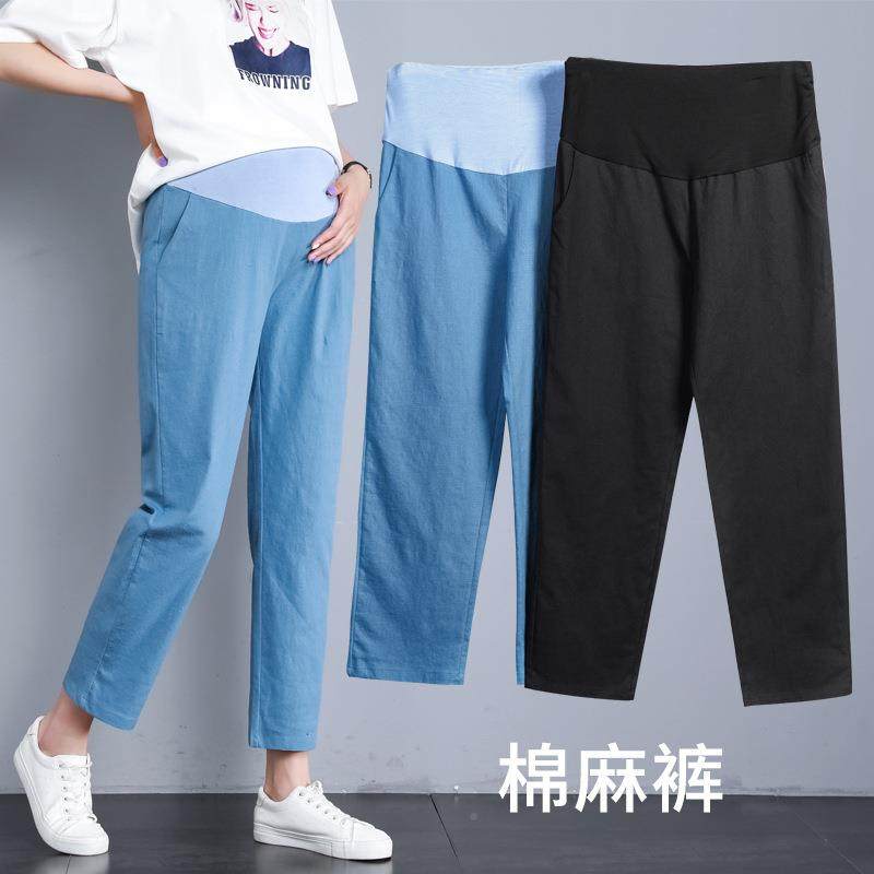 实拍孕妇裤夏季棉麻九分