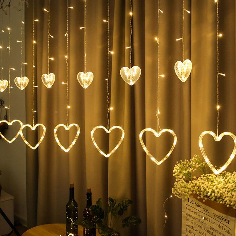 led冰条灯装饰灯串爱心窗帘灯婚庆节日室内气氛彩灯圣诞装饰灯