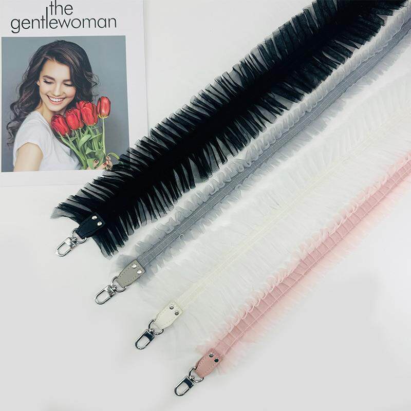 甜美网纱花边皮革箱包替换肩带女包带斜跨带配件可爱风网纱手机链