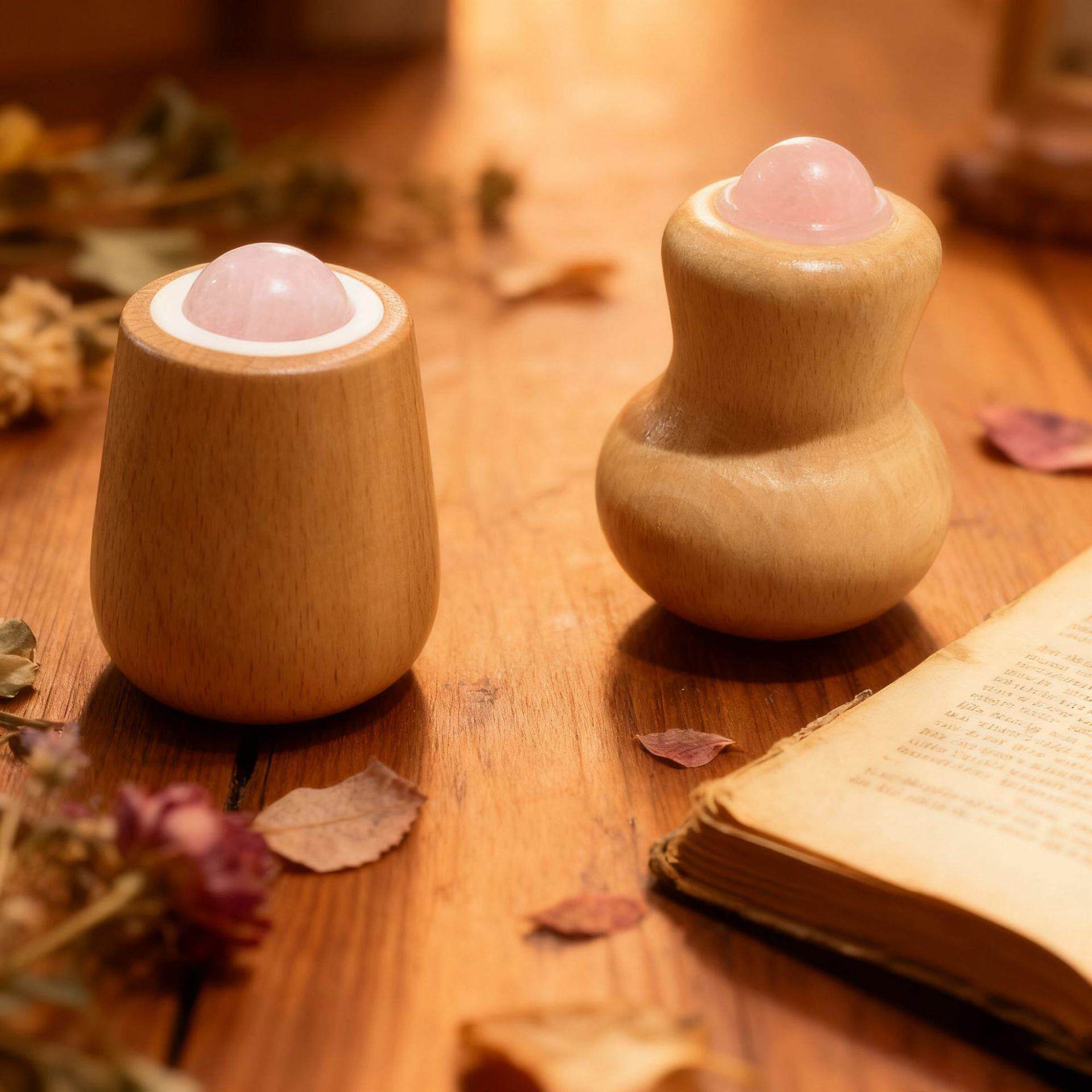 新款灯泡滚珠脸部按摩器迷你手拿榉木家用身体按摩疏通按摩器礼物