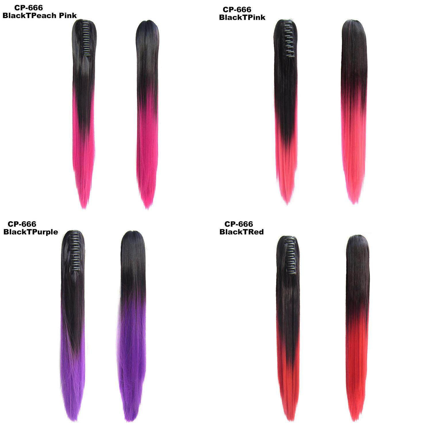 彩色渐变 直发爪夹马尾 假发 外贸抓夹马尾 虎夹直马尾 pony