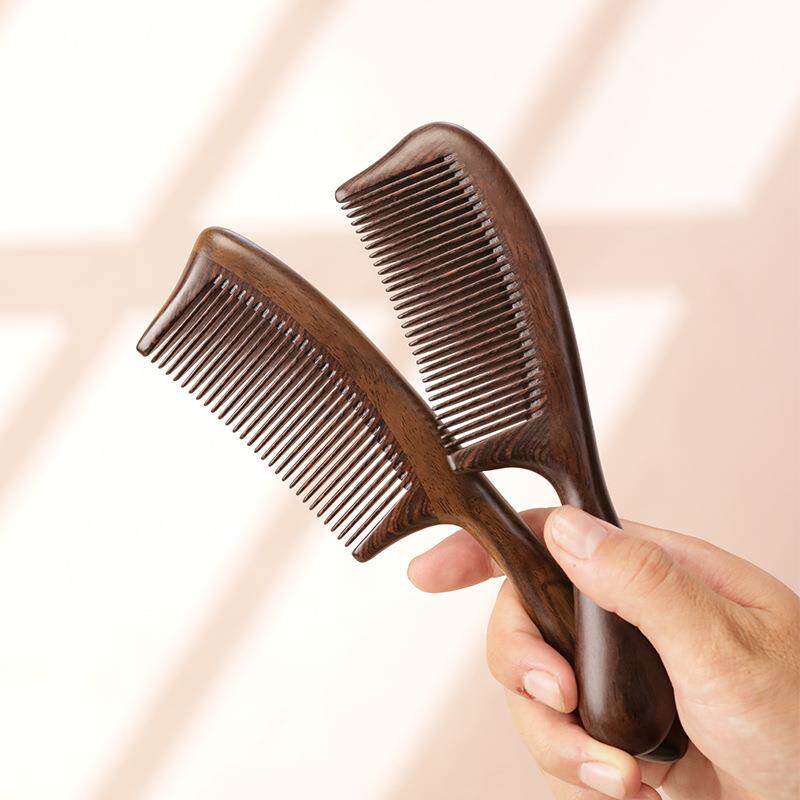 多款式顺发黑檀合木梳子加厚圆手柄木梳粗齿细齿家用木梳礼物