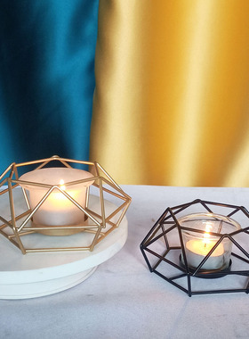 直销铁艺烛台花边烛台风灯马灯铁艺喷金铁线烛台家居金属摆件定制