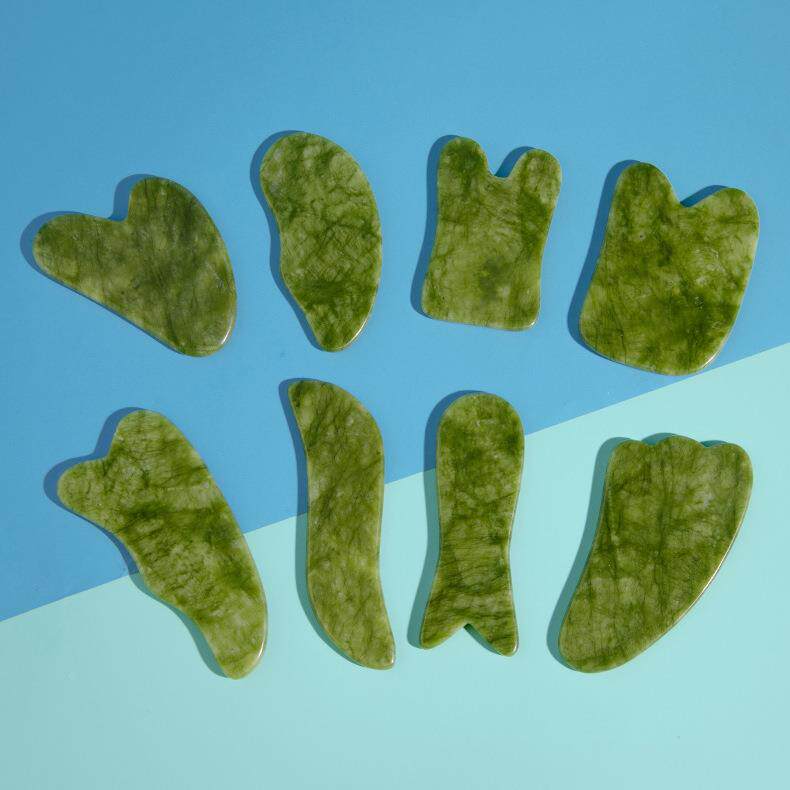 天然岫岩绿凤玉刮痧板刮脸按摩器全身经络拨筋玉石刮痧片礼物