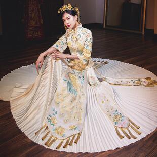 秀禾服香槟色显秀禾服新娘2027新款 礼服秀和服绣和服 结婚中式