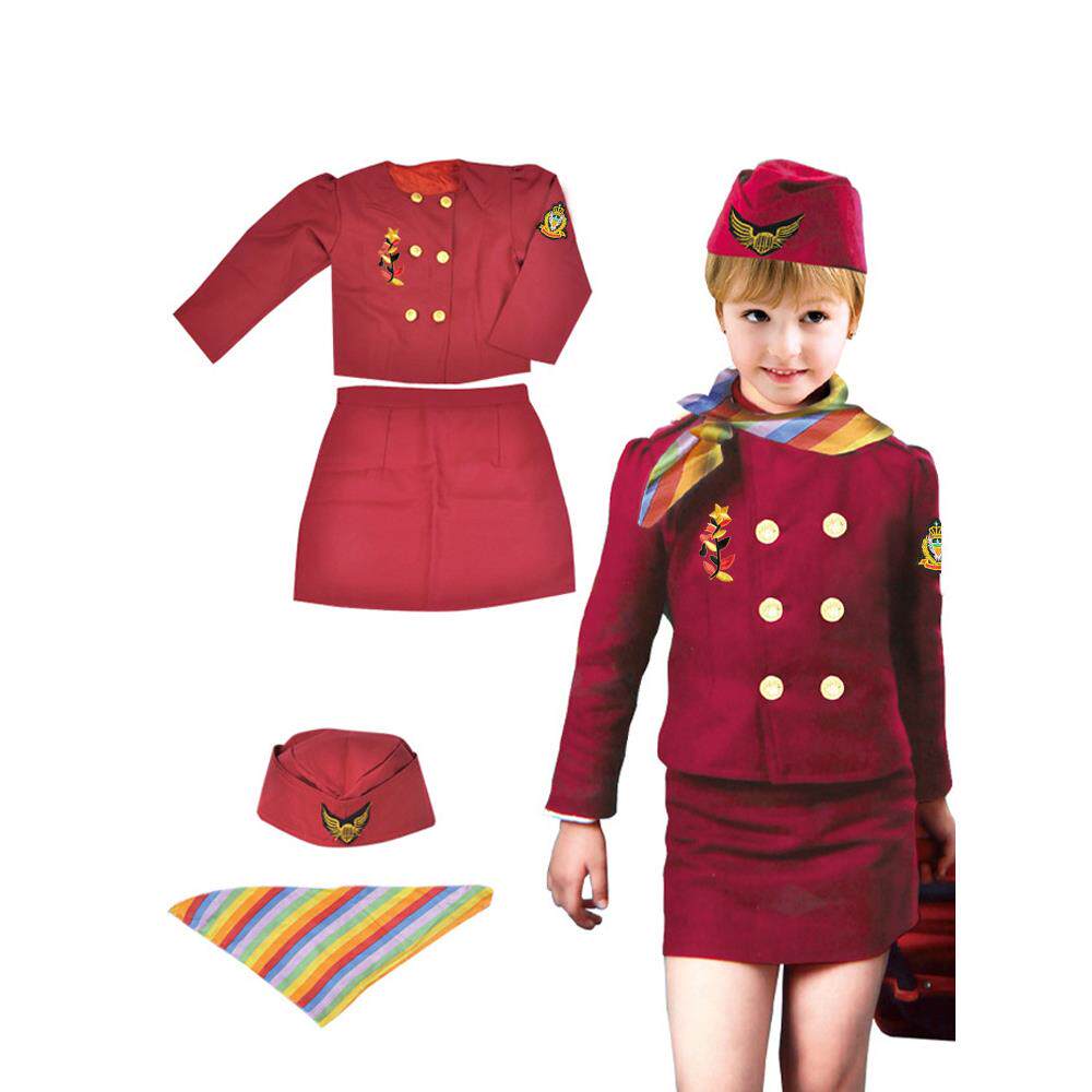 儿童空姐服 万圣节cosplay幼儿园角色扮演职业服空姐表演演出服装