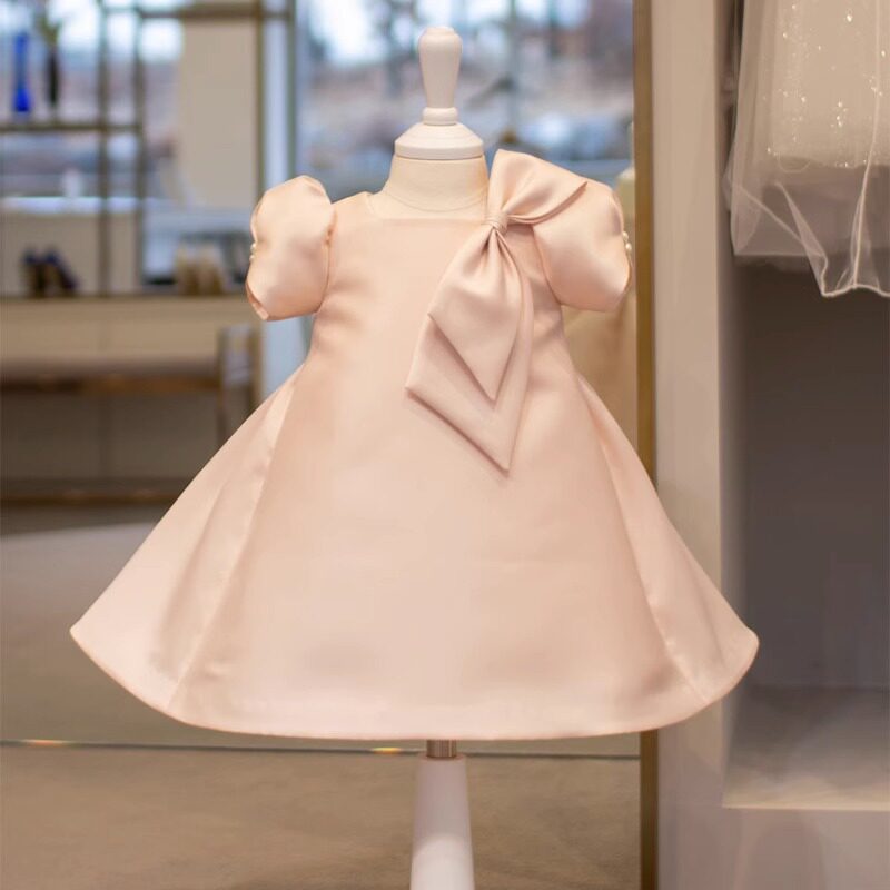 女童礼服蓬蓬裙花童主持走秀演出服女宝宝生日粉色周岁礼服公主裙