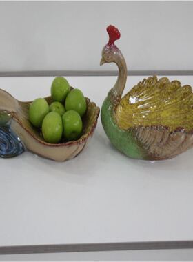 陶瓷工艺品仿真动物水果盘桌面点心盘收纳摆件家居装饰品定制