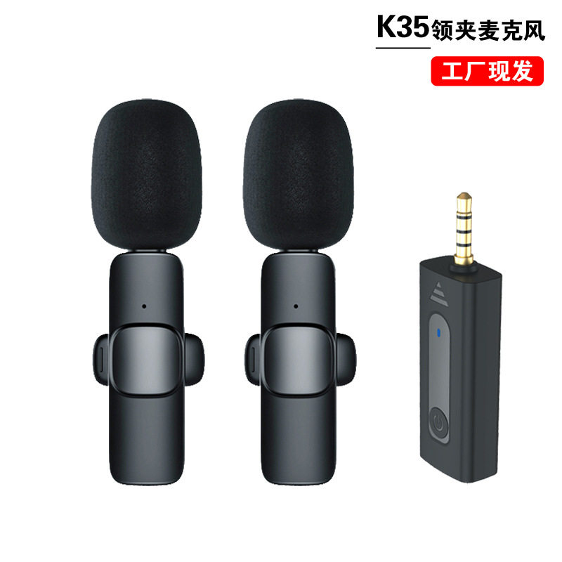 K35无线领夹麦克风3.5孔广场舞音响手机专用小迷你充电便携式话筒