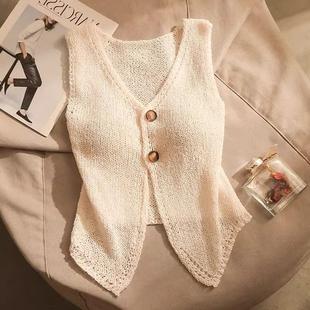 百搭开叉马甲背心女短款 时尚 坎肩上衣 2027新款 韩系小香风针织开衫