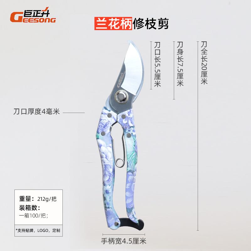 园艺修枝剪 兰花铁柄修剪刀 树枝果树修剪园林盆景剪厂家