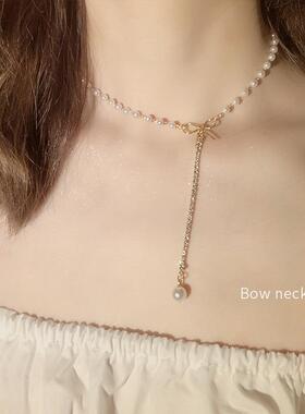 韩版项链同款蝴蝶结锁骨链新品配饰小仙女网红饰品