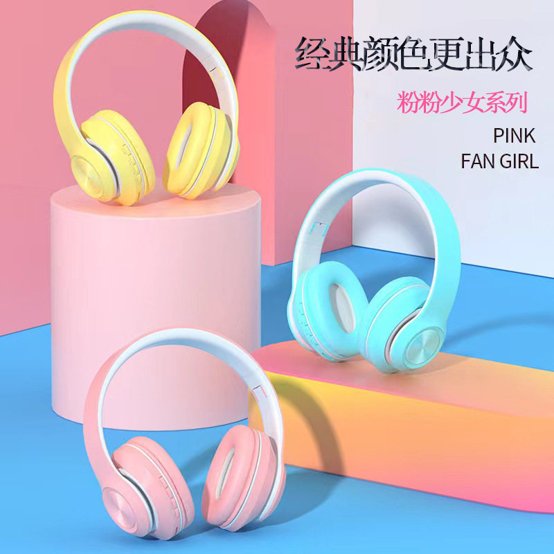 新品P33马卡龙色头戴式无线蓝牙耳机手机语音通话直销