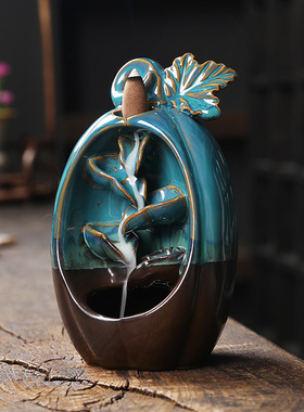 陶瓷倒流香炉 创意欧式南瓜回流香薰炉左右逢源陶瓷家居摆件定制