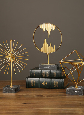 抽象线条金属摆件家居样板房玄关客厅书房桌面摆件金属工艺品定制