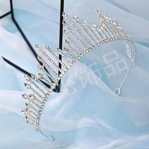 欧美时尚新款钻石银色公主头饰奢华婚纱礼服超闪水晶新娘气质皇冠