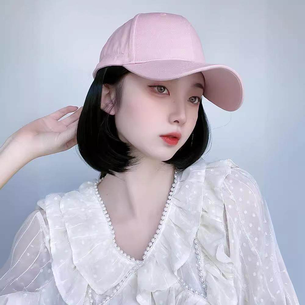 帽子假发一体女夏天潮流短发网红鸭舌帽带头发时尚夏季棒球帽礼物