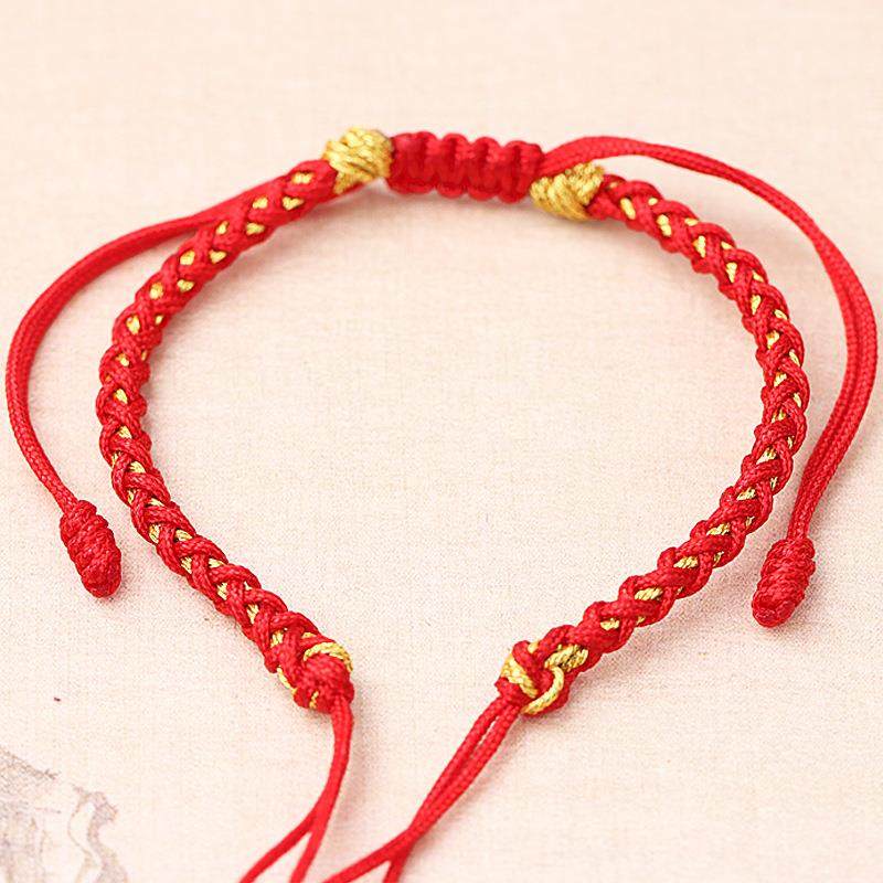 2024龙年新款手链绳红绳可穿金珠玉石送朋友礼物编织八股手绳