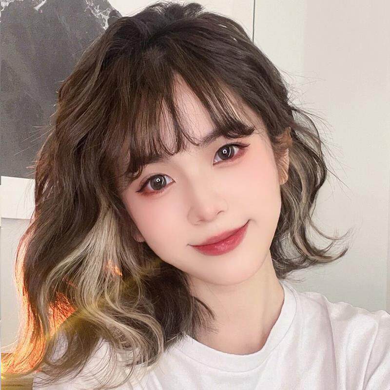 科尼假发短发女夏全头套自然挑染水波纹羊毛卷适合圆脸发型假礼物