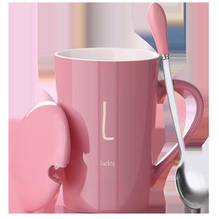 常珑个性杯子陶瓷马克杯带盖勺潮流情侣水杯家用咖啡杯男女茶杯