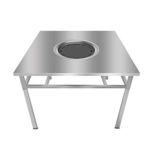 韩式烤肉炉 不锈钢无烟烧烤桌折叠 不粘锅圆烤盘木炭纸上烧烤地桌