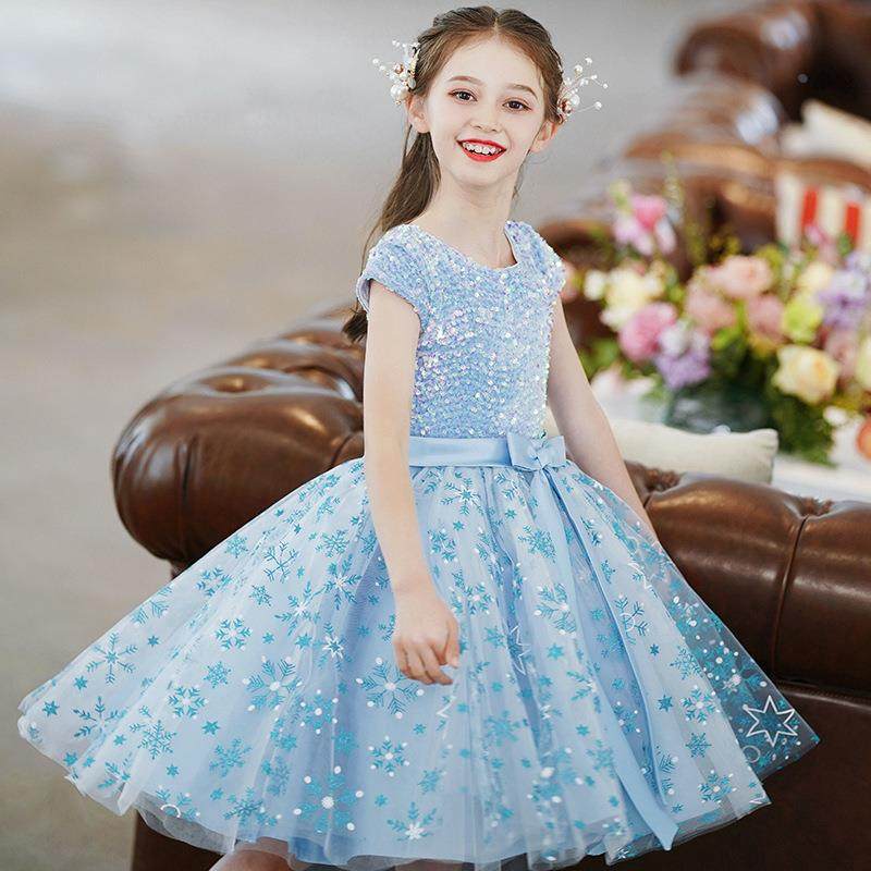 儿童高端晚礼服蓬蓬纱公主裙女童洋气花童钢琴演奏主持人走秀礼服