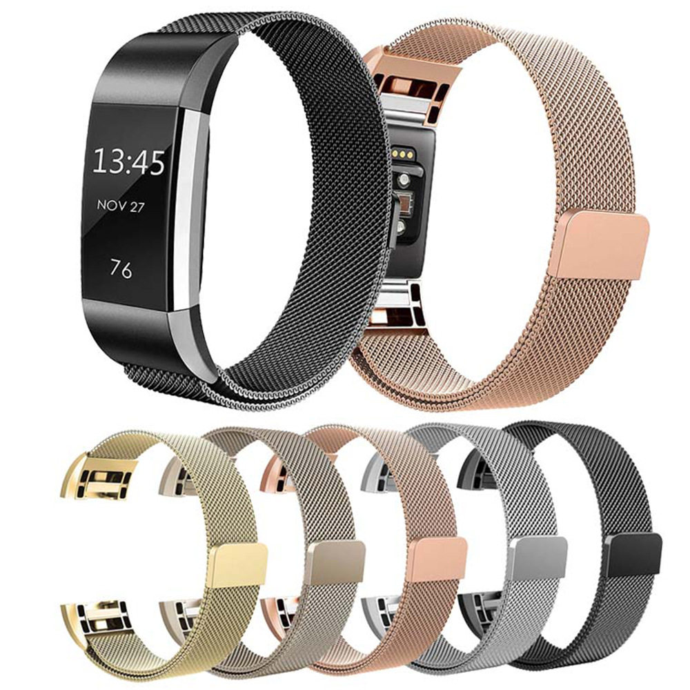 适用于Fitbit Charge2米兰尼斯表带磁金属吸不锈钢网现货领头王