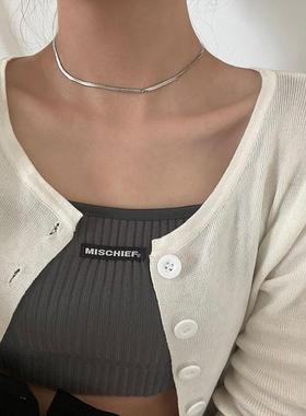 欧美爆款冷淡风项链女生小众设计感刀片链条锁骨链高质量