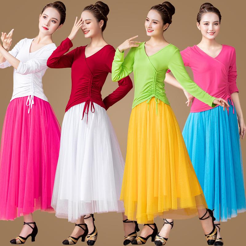 秋季新款广场舞服装套装中老年莫代尔跳舞衣服民族风长裙1892长袖