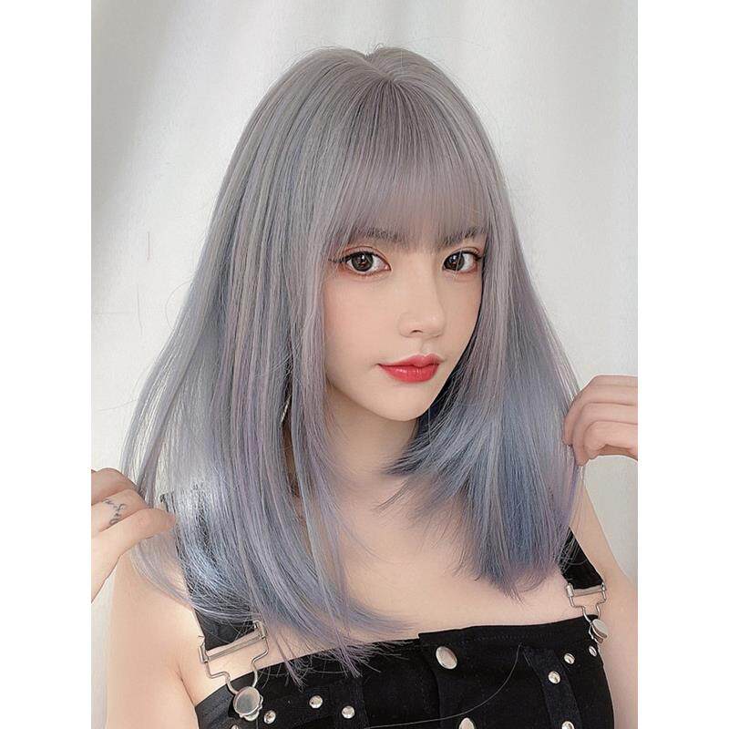 假发女短发锁骨发 帅气蓝色女团发色长直发头套假头发G8089代礼物