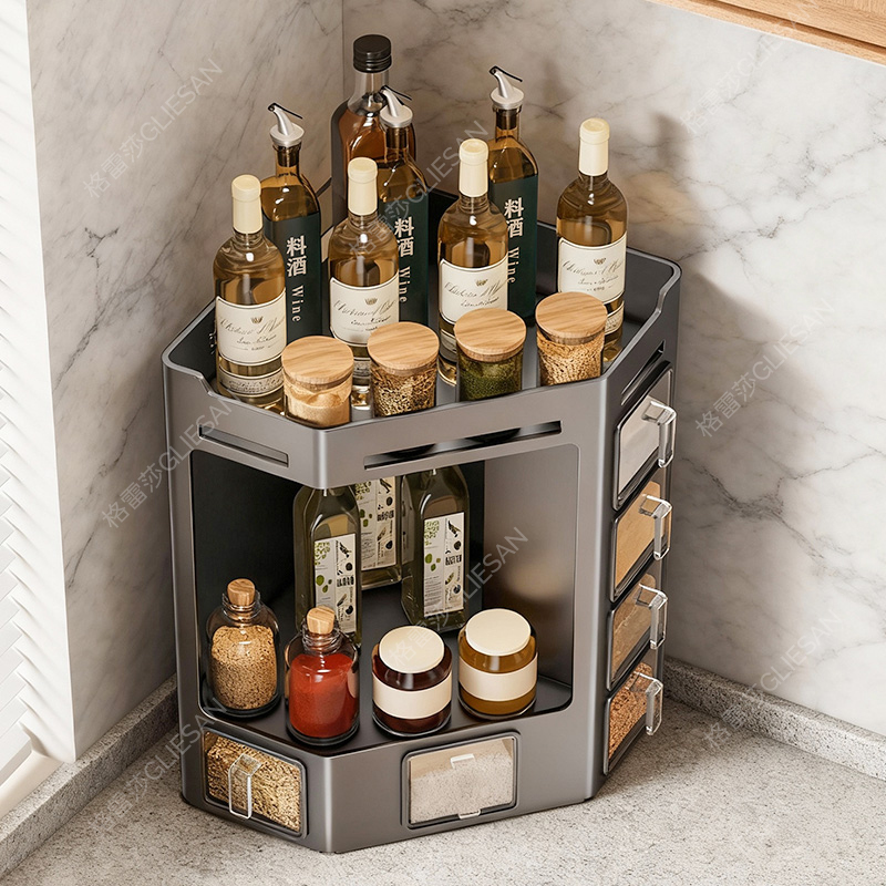 厨房转角调料品置物架台面多层