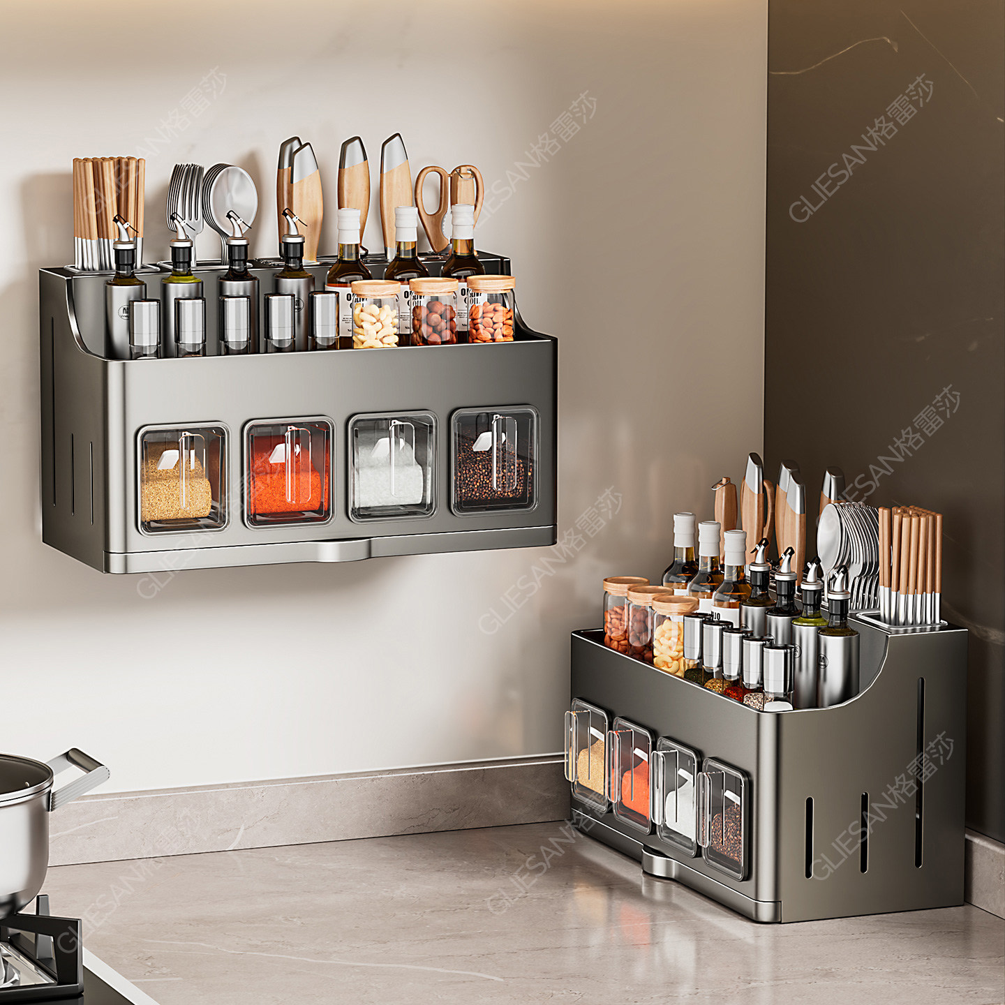 厨房调料置物架壁挂免打孔家用多功能刀架筷筒台面调料盒收纳神器,厨房/烹饪用具,厨房置物架/置物柜/角架,淘宝优惠券,粉丝福利购,淘宝优惠卷
