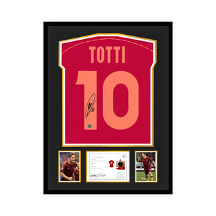 托蒂 亲笔签名 1998-99赛季罗马队球衣 EM证书 精装裱