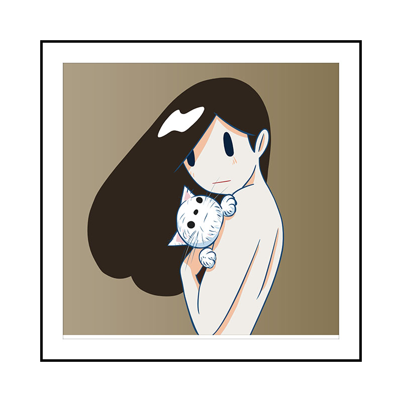 天野健版画维纳斯和猫Venus