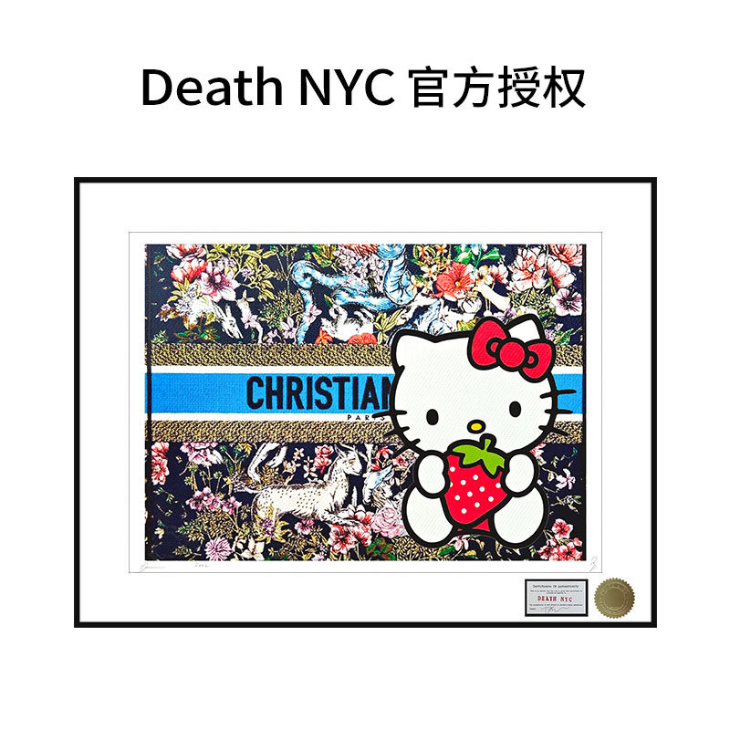 Death NYC亲签限量版画凯蒂猫潮流装饰画hellokitty女孩房间挂画