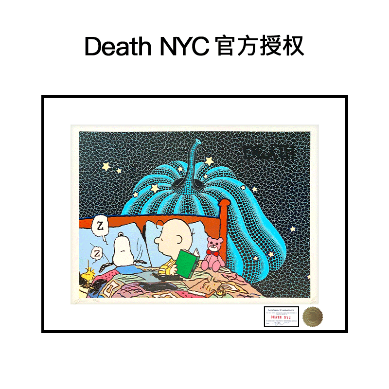 Death NYC限量亲签潮流版画 史努比糊涂塌客装饰画儿童房挂画