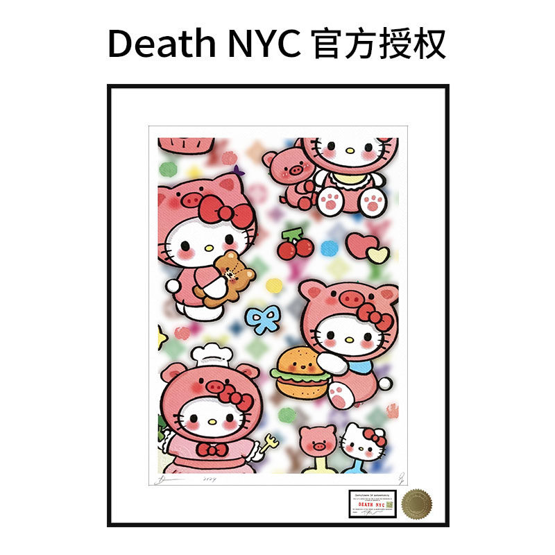 Death NYC亲签限量版画凯蒂猫潮流装饰画hellokitty女孩房间挂画